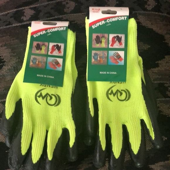 Safety Construction Latex Coated Winter Warm Hi Vis Gloves Lot of 2 pair LARGE - Picture 2 of 6